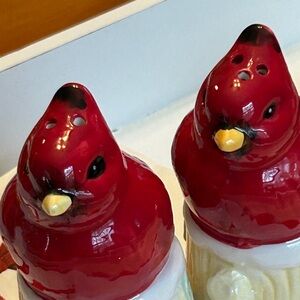 Red Cardinals Salt + Pepper Shaker Set New With Tags